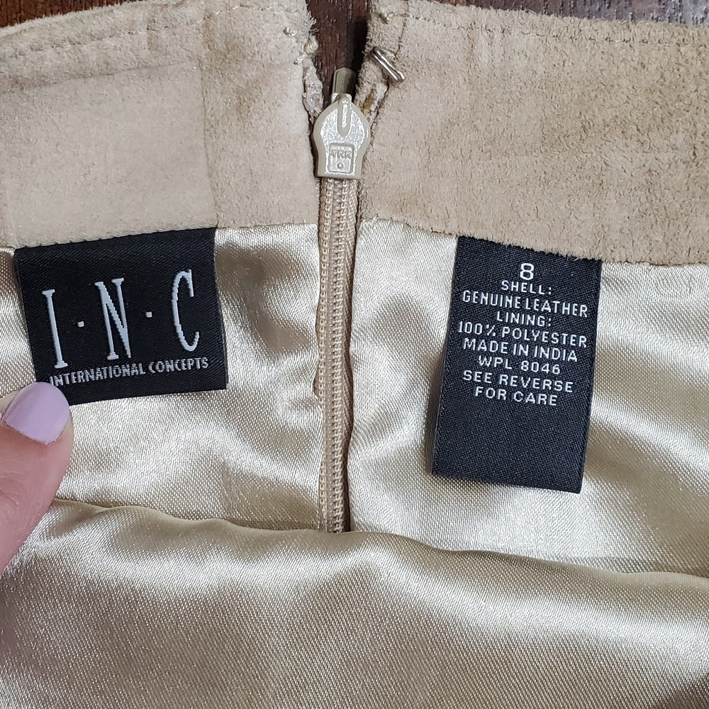 Inc Shell Genuine Leather Size 8 Skirt View 3